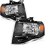 CCIYU Headlight Assembly For Ford For Expedition 2007-2014 Black Housing Amber Reflector Clear Lens Headlamps