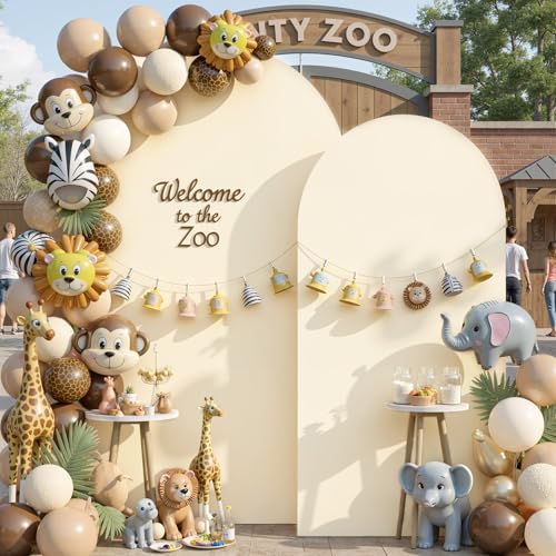 Image of Ivory Arch Backdrop Cover Set of 2 (7.2ft & 6ft), Chiara Arch Cover Wrinkle-Free Spandex Arch Cover for Wedding Birthday Party Baby Shower Bridal Shower Ceremony Banquet Fabric Backdrop (No Stand)