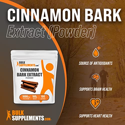 Bulksupplements.com Cinnamon Bark Extract Powder - Herbal Supplements For Heart Health - No Added Sugar, Gluten Free, Soy Free Powder - 1000Mg Per Serving (100 Grams - 3.5 Oz) #TOP2