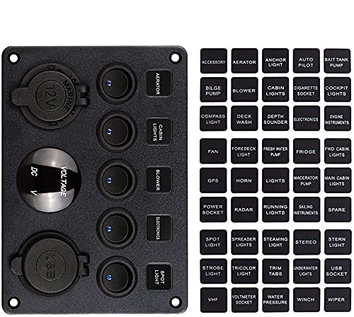Pannello interruttore 12 V/24 V 4,2 A, IP65, impermeabile, doppio caricatore USB