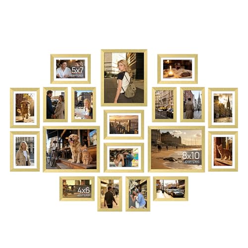 upsimples 19-Pack Gold Wood Frame Set