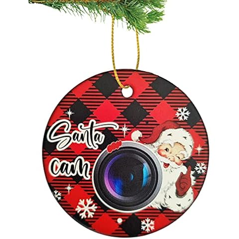 Funny Santa Camera Christmas Tree Ornament Christmas Family Ornament Funny Plaid Christmas Tree Ornament Ceramic Christmas Tree Hanging Accessories Ceramic Holiday Decor Christmas Idea Gift Decor Cover