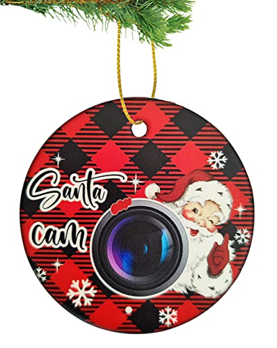 Hrystarad Funny Santa Camera Christmas Tree Ornament - Ceramic, Red,