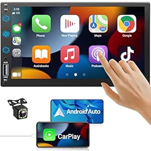 7″ Carplay Screen for Car, Voice-Control Double Din Car Stereo, Bluetooth 5.3 Touchscreen Car Audio Receiver for Android Auto, for Apple Carplay, Car Player with Backup Cam/Mirror Link, USB/AM/FM