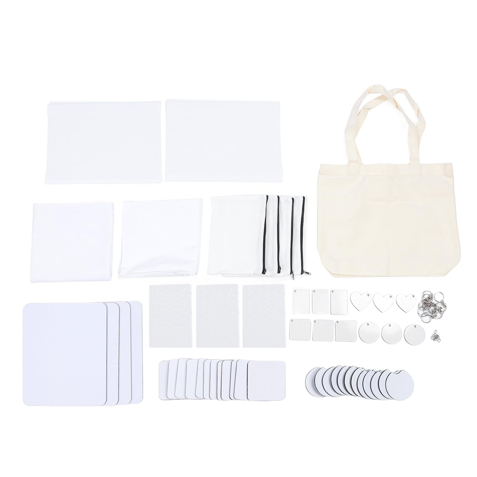 Ensemble Vierge de Sublimation de 77 Pièces, Kit de Démarrage par Sublimation par Transfert de Chaleur pour les Travaux Manuels Tels que les Trousses de Maquillage, les