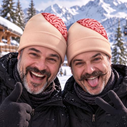 Funny Bald Head Hat Novelty Beanie Cap with Realistic Hair for Men - image 2