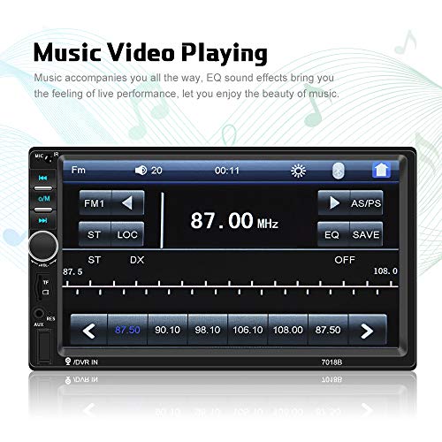 Car Radio Double Din Car Stereo 7" Lcd Touch Screen In-Dash Head Unit With Bluetooth Support Mirror Link/Dvr/Usb/Fm/Sd/Mic Mp3 +Rear View Camera& Remote Control #TOP6