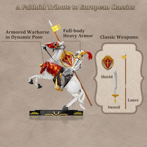 PANTASY Knight Construction Set 31 cm Medieval Collector's Model with Armored Battle Cross and Movable Joints Collector's Set for Adults - Image 2