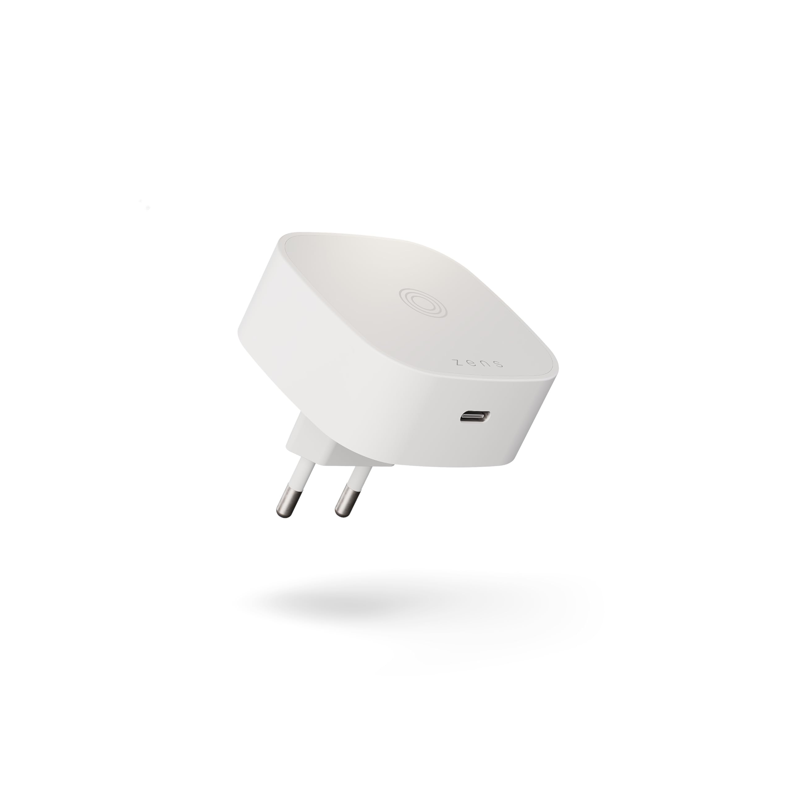 Zens Wireless Charging EU Power Adapter, Caricatore Wireless MagSafe e Qi da 15 W per iPhone Air/17/16/15/14/13/12 e AirPods, Porta USB-C da 18 W Inclusa, Bianca
