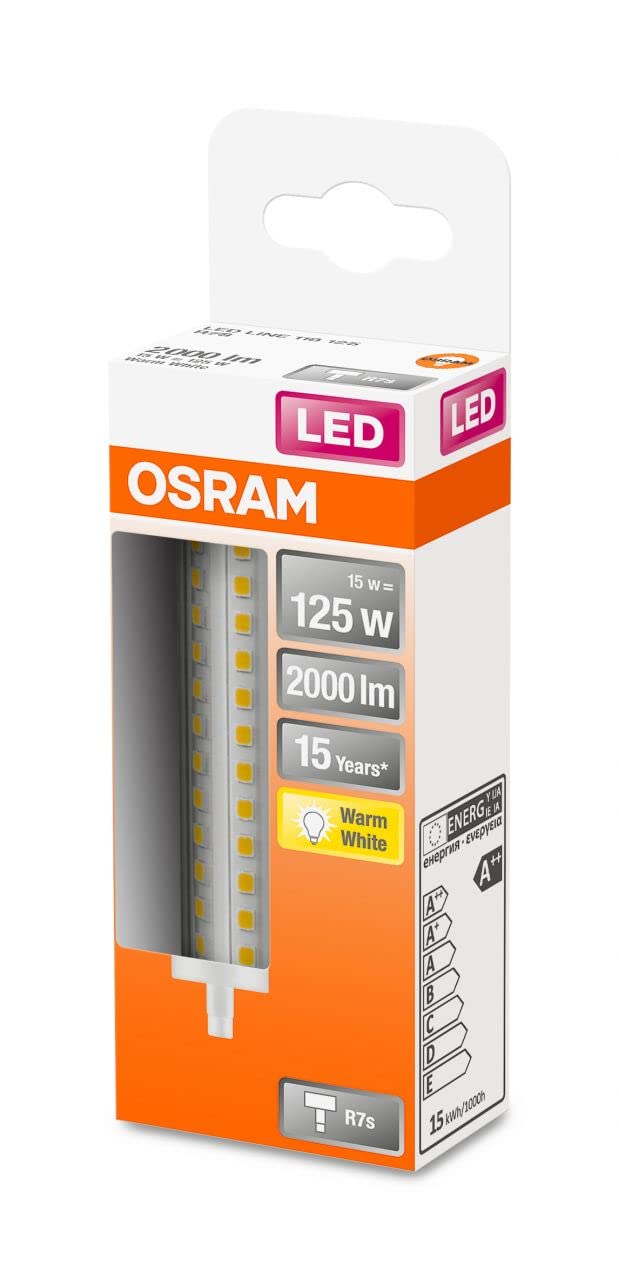 OSRAM LED LINE R7S / Tuba LED: R7s, 15 W, 1 przezroczysta, Ciepły biały, 2700 K