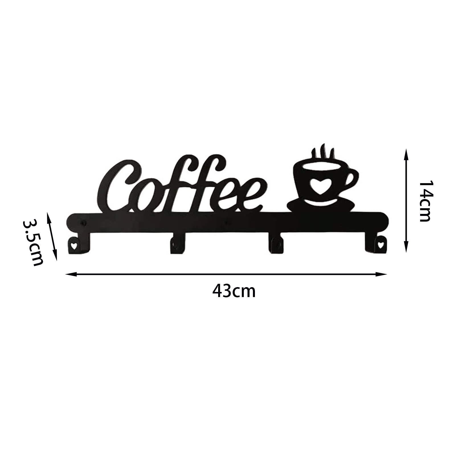 SITAKEGS Porta Tazze da Caffè, 4 pezzi Porta Tazze Rustiche in Metallo Montati con 4 Ganci, Cucina Bar l'ufficio Multiuso Ganci da Parete per Chiavi, Cappotti e Borse
