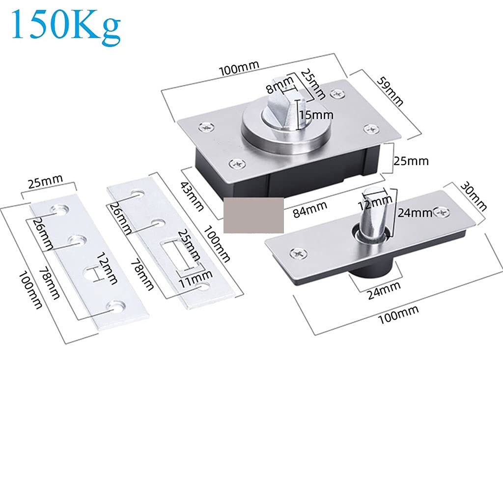 Bisagra pivotante oculta con rotación de 360° sin resorte, montaje en piso superior for gabinetes y guardarropas, 1 unidad(150Kg)