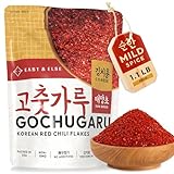 East and Else Gochugaru, Korean Red Chili Pepper Flakes, Coarse Grind for Kimchi, 1.1 LB (500g) Bulk Resealable Bag, Premium 100% Sun-Dried Chili Powder for Stews, Chili Oil, and Asian Cooking