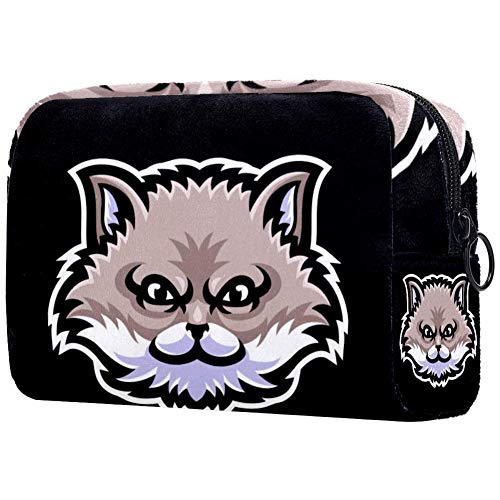 Preisvergleich Produktbild Kosmetiktasche mit Katzenkopf-Motiv, groß, für Damen und Herren