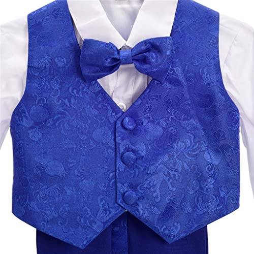 Image of Dressy Daisy Boys Classic 5-Piece Jacquard Tuxedo Suit, Black White Blue