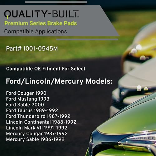 Image of QUALITY-BUILT Rear Semi-Metallic Brake Pads, Premium 1001-0545M, Compatible with 1986-2000 Ford /Lincoln /Mercury (Continental,Cougar,Mark VII,Mustang,Sable,Taurus,Thunderbird)