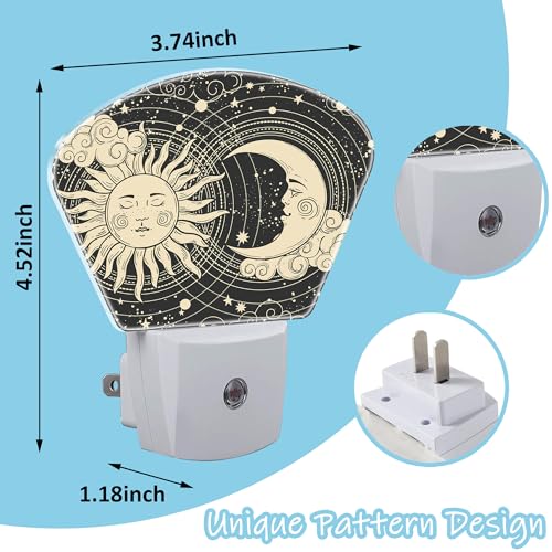 Image of Night Light Sun and Moon Plug-in LED Dusk-to-Dawn Sensor Soft Night Lamp,Suitable for Home Bedroom Bathroom Hallway Stairs