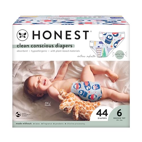 Image of The Honest Company Clean Conscious Diapers | Plant-Based, Sustainable | Winter '23 Limited Edition Prints | Club Box, Size 6 (35+ lbs), 44 Count