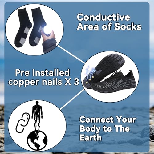 Hiking Barefoot Shoes for Women Men, Grounded Footwear Non-Slip Water Shoes Unisex, Quick-Dry Wide Toe Sneakers Running3