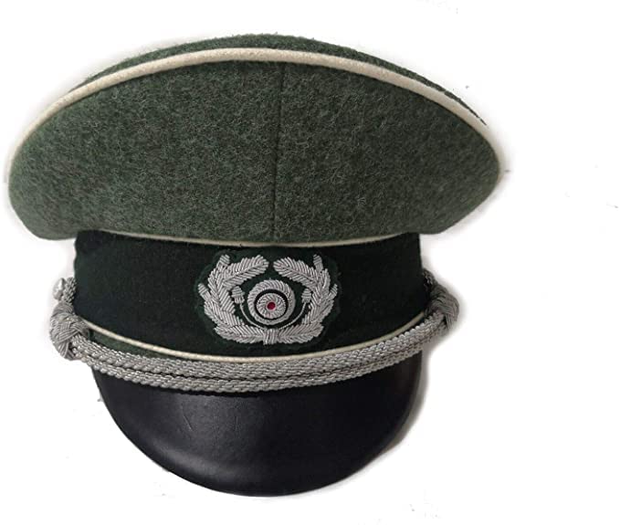 Replica WW2 German Wehrmacht Heer Officer Visor Cap Available in All Piping Color andSizes Brownl, One Size-X-Large