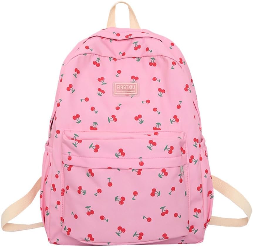 Y2k Cherry Backpack Preppy Aesthetic Backpack Cutecore Bookbag Casual Backpack Purse for Laptop Travel (white)