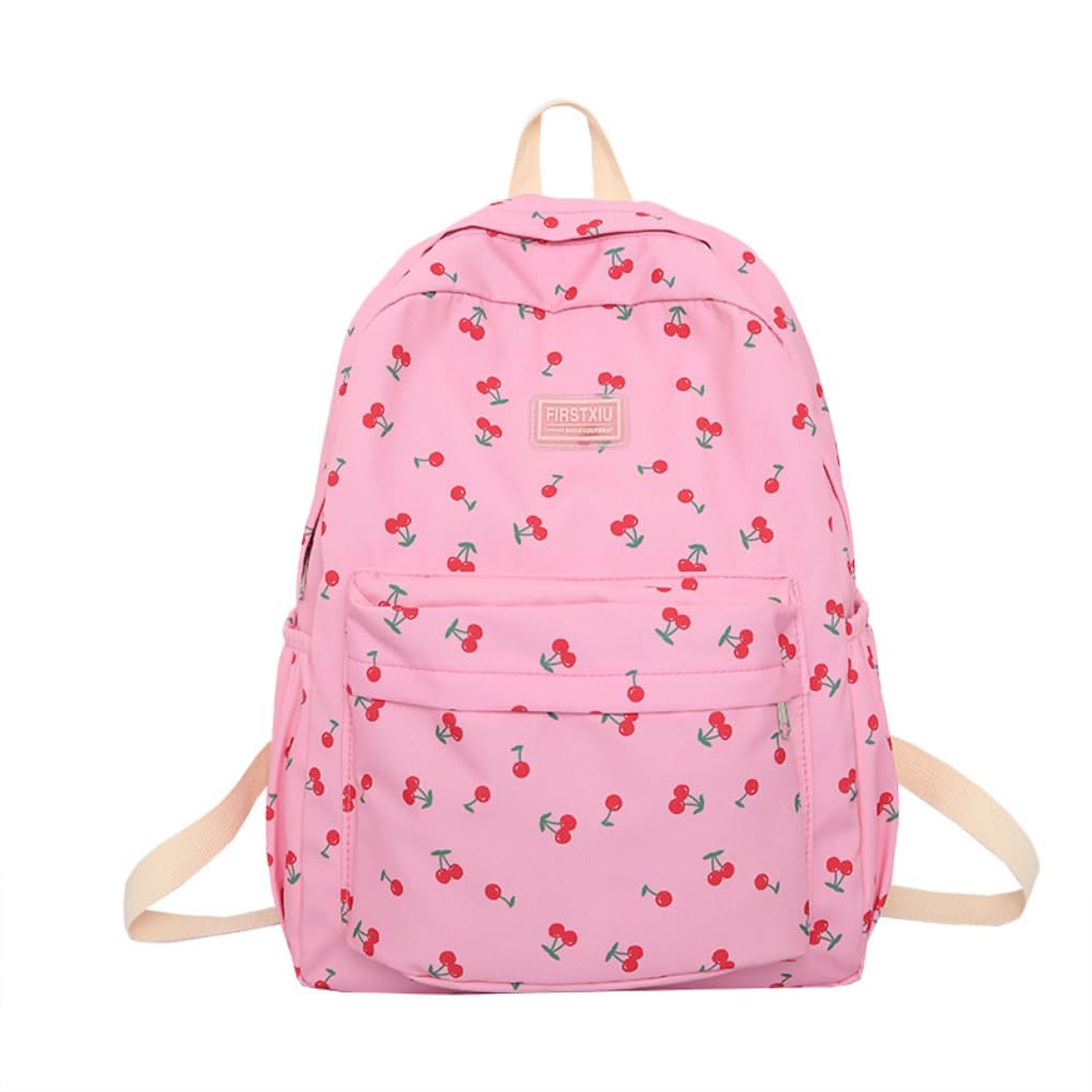 Y2k Cherry Backpack Preppy Aesthetic Backpack Cutecore Bookbag Casual Backpack Purse for Laptop Travel (pink)