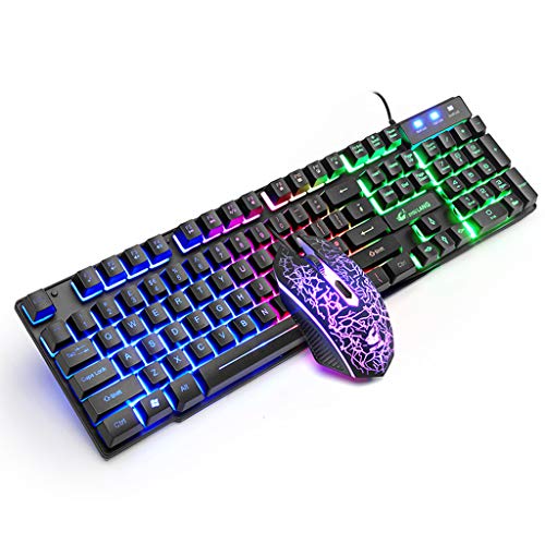 Lyqdxd 1 Ensemble Clavier de Jeu mécanique avec Souris, Clavier Filaire USB Gaming Arc-en-Rétro-éclairage du Clavier pour Ordinateur Accessoires de Jeux Cover
