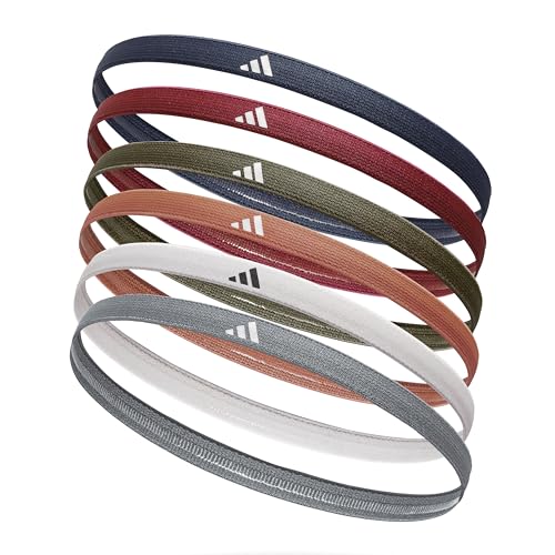 adidas Hairband Set - 6 Thin - Neutral Multi- Grey White Clay Olive Red Navy