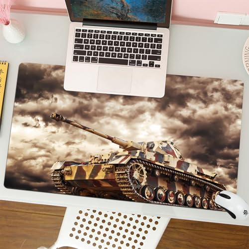 QRFASFZO Tapis de Souris Gaming - 30x80 cm - Tapis de Souris Esports - Ne Glisse jamais - Couverture complète du Bureau - Vieux Char de la première ou de la Seconde Guerre Mondiale