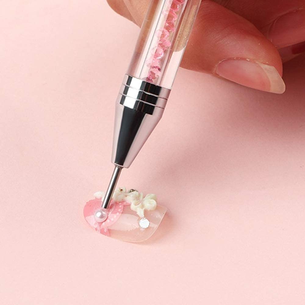 Gleevia Double-head Wax Nail Rhinestone Picker Pencil Diamond Acrylic Handle Self-Adhesive Nail Art Design Dotting Pen Beads Crystal Gem Pick Up Applicator Tool with Storage Case (Black) - Image 7 thumbnail