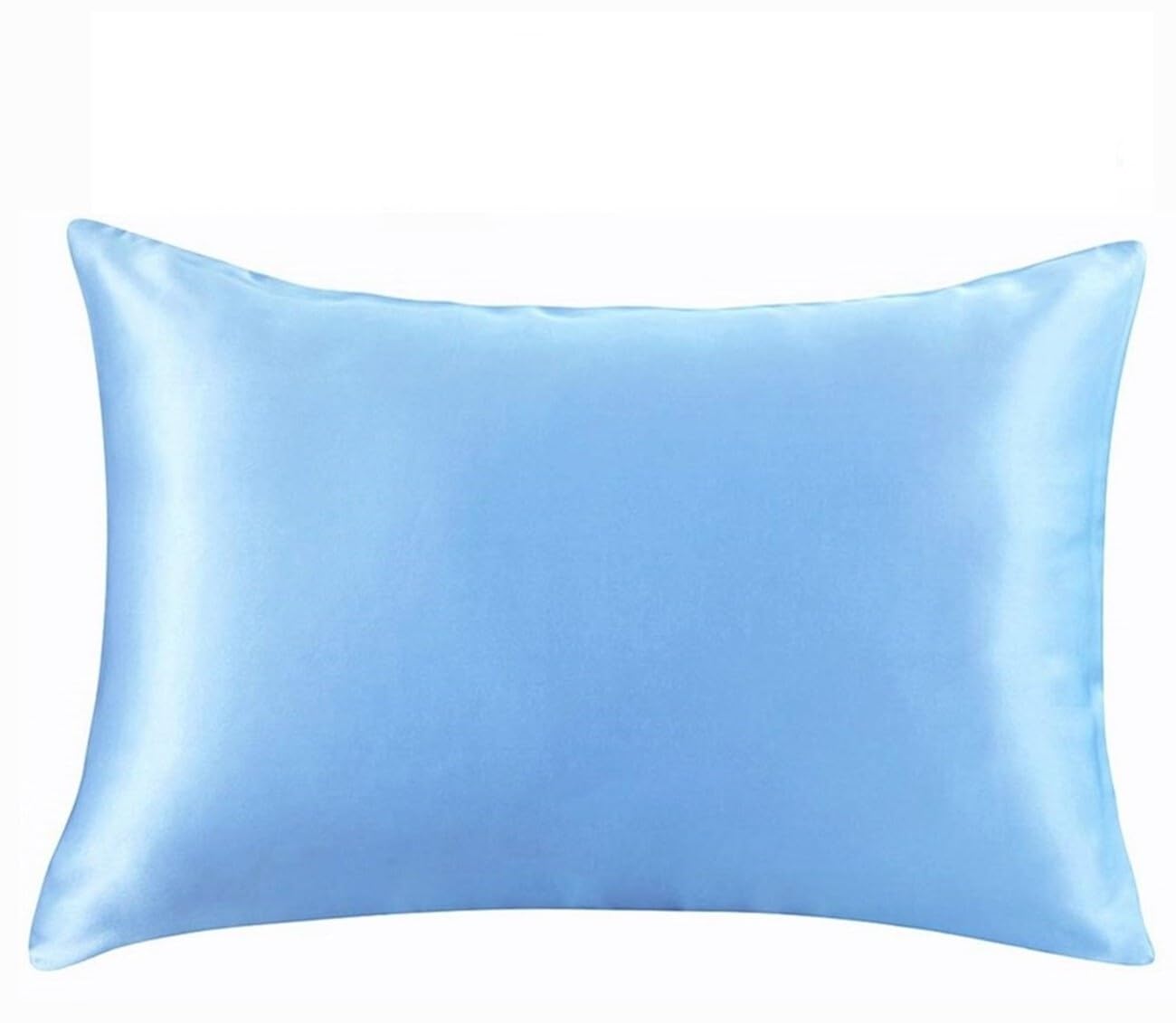 Fundas de Almohada de Seda, Funda De Almohada Seda Tamaño Puro Cremallera Oculta Sueño Cabello Piel Salud, Multicolor, Reina Estándar(Sky Blue,Standard)