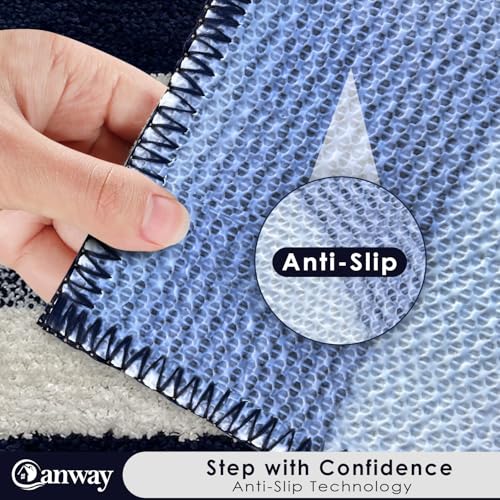 Image of CANWAY 1100 GSM Rectangular 2 Pieces|50 x 35 cm| Anti-Skid Microfiber Bathroom Door Mat, Water Absorbent Floor Mat|Blue