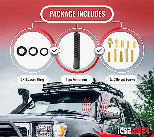 Icbeamer AN-B 3 Inch 76Mm Carbon Fiber & Matte Black Aluminum Short Car Radio Antenna thumb #5