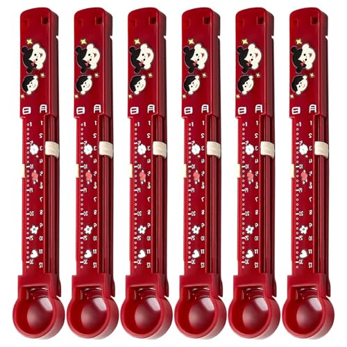 Clips para patatas fritas – 6 clips para bolsas de alimentos – Abrazaderas reutilizables antideslizantes resistentes para conservar el almacenamiento y volver a sellar con marcas de medición