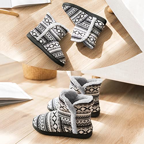 Rojeam Winter Boots Slippers Knitted Women Men Home Booties Plush House Shoes Indoor Outdoor3