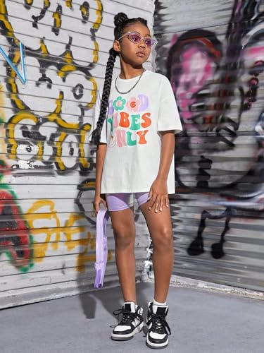 Image of Flower Girl Shirt Graphic Tees Cute Preppy Shirts Kids Letter Print T Shirt Fun Summer Cotton Youth Soft Tops