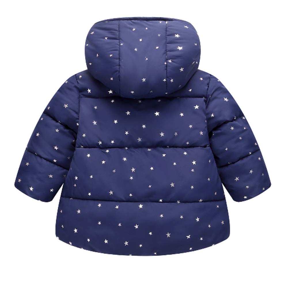 Ding-dong Baby Kid Girl Winter Hooded Star Coat(Pink,2T)