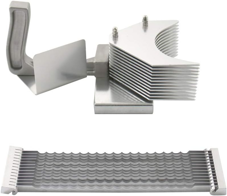 YUEWO Tomato Slicer 1/4" & 3/16" Heavy Duty Commercial Tomato Cutter with Built In Cutting Board for Home or Restaurant Use (3/16" curved blade)