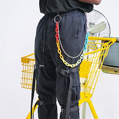 Rainbow Acrylic Wallet ains Black Jean Rock Punk Keychain Pants Belt ain Jean ains for Men for Key Metal Wallet, As the Picture Shows3