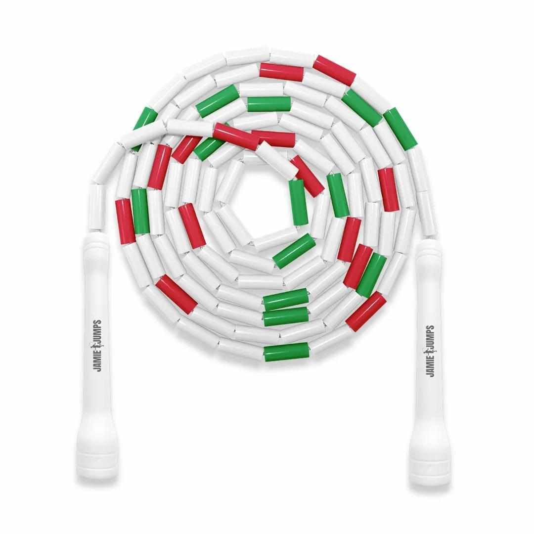 JamieJumps Professional Beaded Jump Rope - Fully Adjustable, For Freestyle, Cardio & Tricks - All Levels & Indoor/Outdoor Use, Quality Beads & Poly Cord. (Italian Flag)