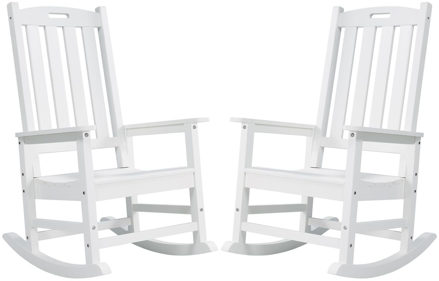 Psilvam Outdoor Rocking Chairs Set of 2, Oversized Porch Rocker (White)