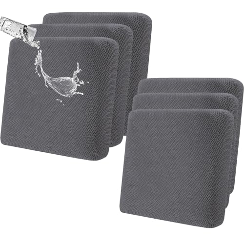 ele ELEOPTION 6Pcs/Set Waterproof Couch Cushion Covers Patio Outdoor Lawn Garden Outdoor Sectional Sofa Slipcover Washable Outside Cushion Cover (Length 20-27inch, Width 20-27inch) Dark Grey by ele ELEOPTION - Used condition - CA$51.91