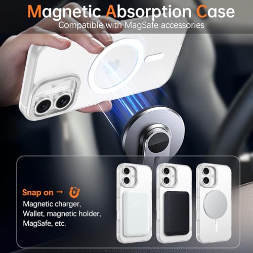 Image of YINLAI for iPhone 16 Case 6.1-inch,Magnetic Compatible with MagSafe, Slim Matte Anti-Fingerprint, Shockproof Full Body Military Grade Protection for iPhone 16 Cover, Clear
