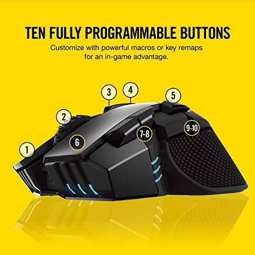 Corsair Ironclaw Wireless Rgb - Fps And Moba Gaming Mouse - 18,000 Dpi Optical Sensor - Sub-1 Ms Slipstream Wireless (Renewed) #TOP5