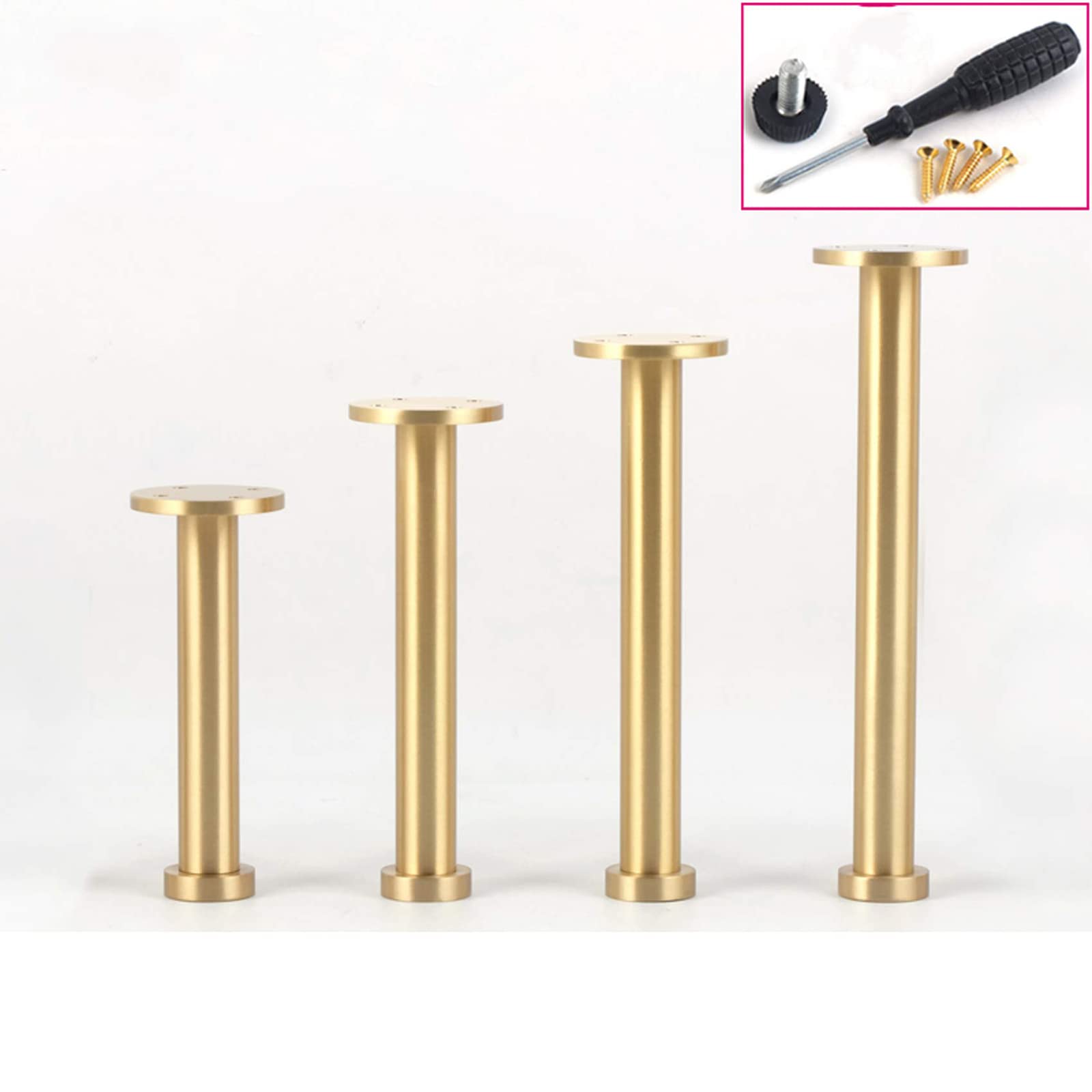 Juego de 4 Patas de latón Ajustables para Muebles, sofá, Mesa de Centro, TV, Mueble de baño, Patas con Tornillos, Kit de Patas hexagonales de 160 mm/6,3 Pulgadas.