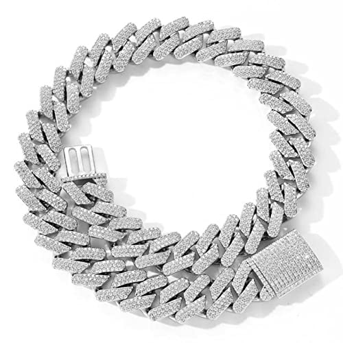 zxcs Catene ghiacciate da 20mm per Uomo Miami Cuban Collana Collana di Lusso Micro Micro Catena Cubana Catena Cubana Hip-Hop...