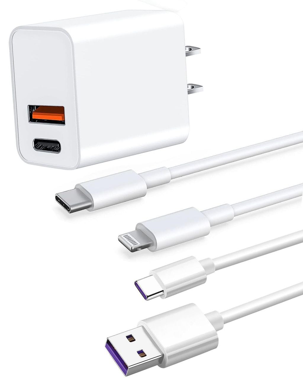 iPhone 15 Pro Max Charger Block with USB C to Lightning Cable, USBC Cord for Apple iPhone 15 Plus/14/13/12/11 Pro Max/Pro/Plus, Dual Port Wall Charger Adapter C Type Lighting Long Power Adapter 3Ft