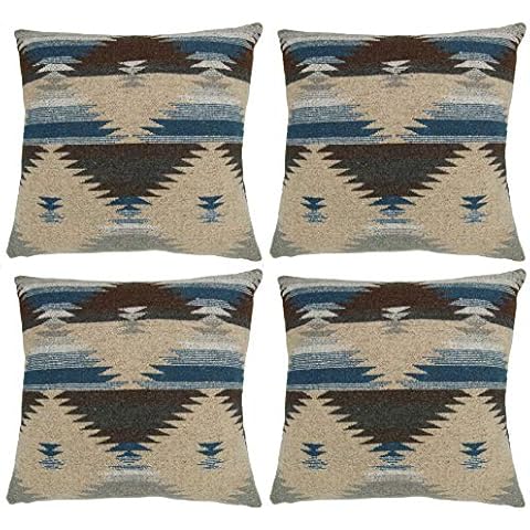 Ruth&Boaz Inka Pattern Square Decor Pillow Case Cushion Cover (18"x18", M-Grey Set of 4) Cover