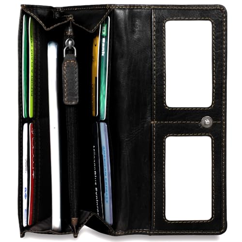 Jack Georges Women's Voyager Clutch Wallet in Buffalo Leather #7726 (Black)2