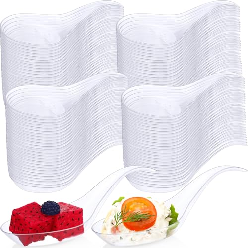 Gandeer 500 Pcs Appetizer Spoons,4. 7 x 1.2 Inch Disposable Mini Tasting Spoons Parties for Wedding, Bridal Shower,Tasting Spoon Bulk for Desserts,Soup, Sushi, Ice Cream (Clear)